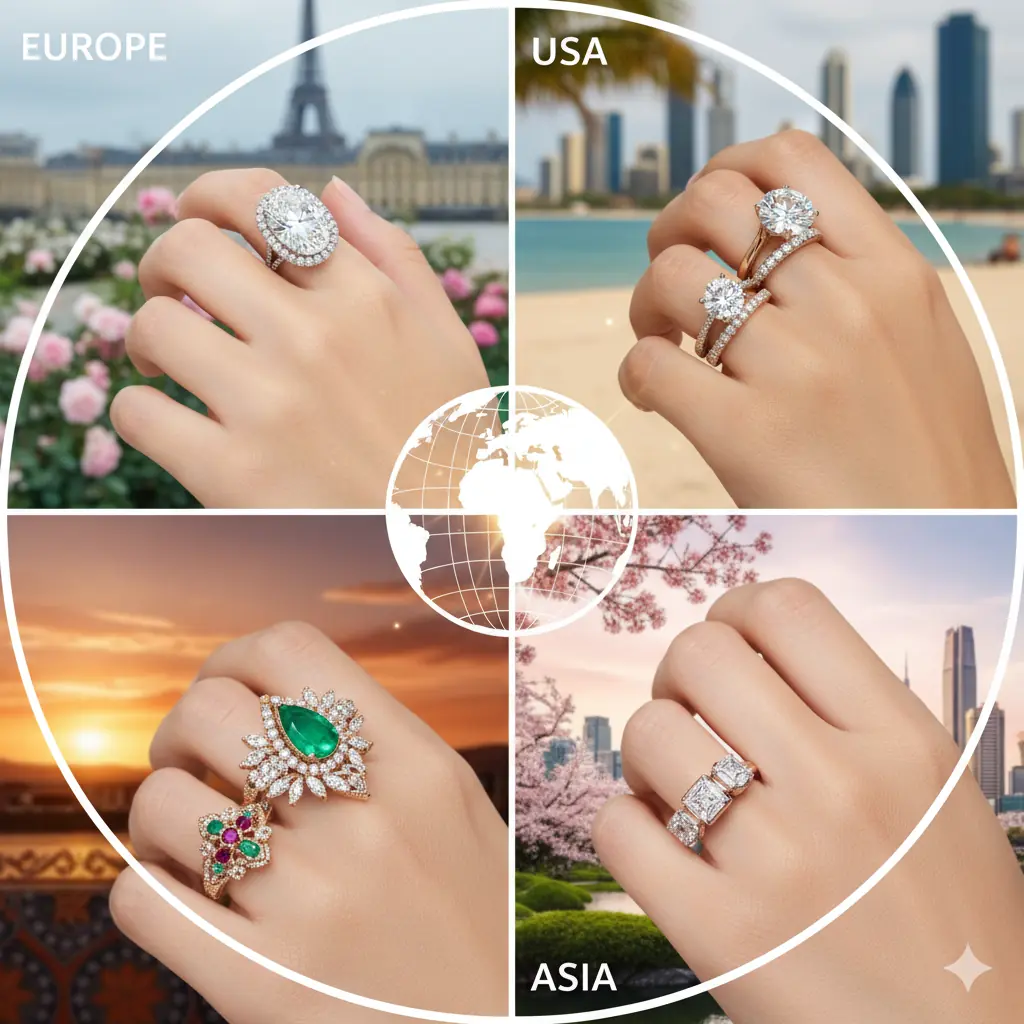 Globalny Blask: Odkrywamy trendy w pierścionkach zaręczynowych na różnych kontynentach